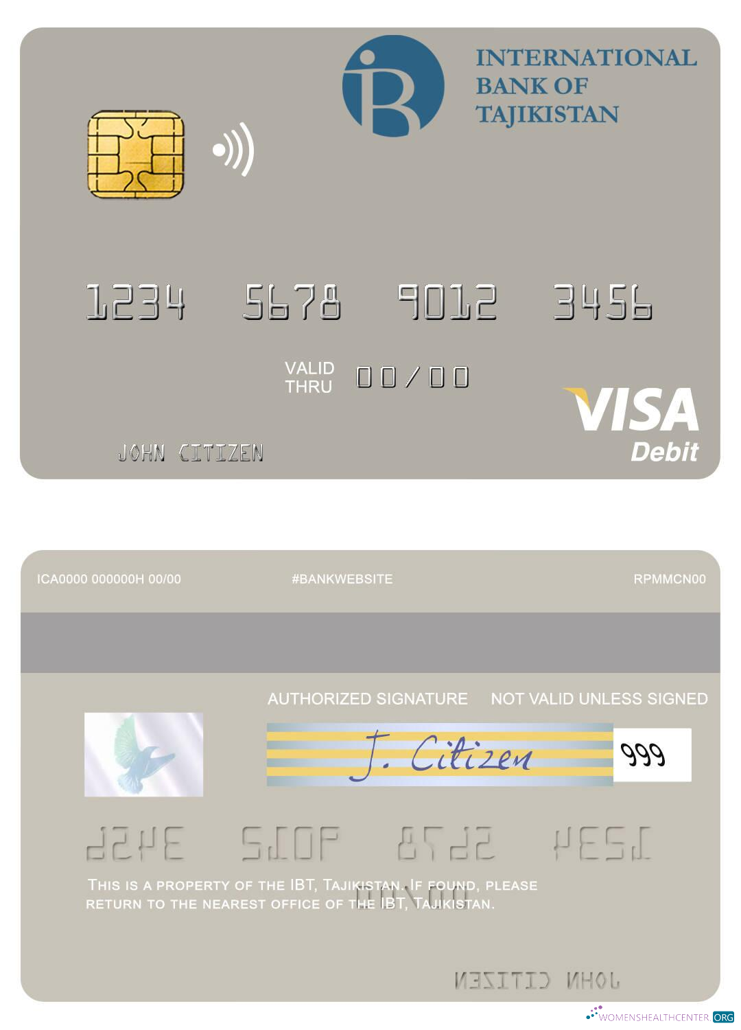 Download Tajikistan IBT visa debit card Photoshop template